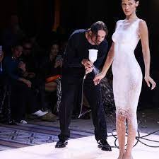 Bella Hadid White Dress Spray-Painted on During Paris Fashion Week